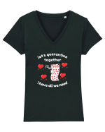 Hai sa ne autoizolam de Ziua Indragostitilor.Am tot ce ne trebuie Tricou mânecă scurtă guler V Damă Evoker