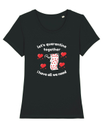 Hai sa ne autoizolam de Ziua Indragostitilor.Am tot ce ne trebuie Tricou mânecă scurtă guler larg fitted Damă Expresser