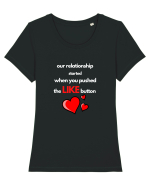 Relatia noastra a inceput cand ai apasat butonul de „IMI PLACE” Tricou mânecă scurtă guler larg fitted Damă Expresser