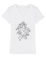 Cocori in zbor Tricou mânecă scurtă guler V Damă Evoker