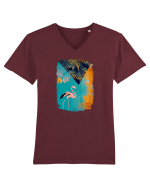 Atmosferă Tropicală cu Flamingo roz Tricou mânecă scurtă guler V Bărbat Presenter