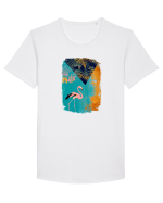 Atmosferă Tropicală cu Flamingo roz Tricou mânecă scurtă guler larg Bărbat Skater