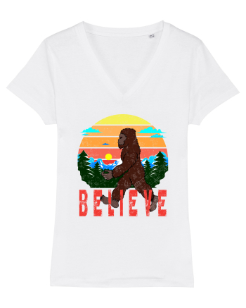 Believe Bigfoot Retro White