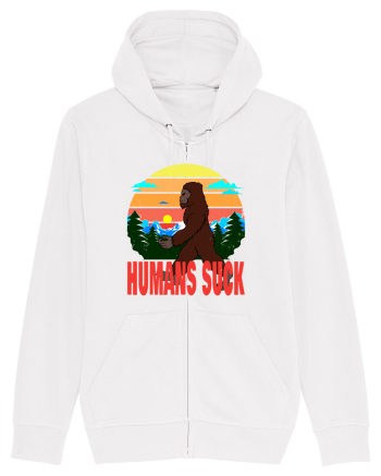 Humans Suck Retro Bigfoot White