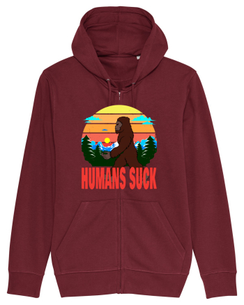 Humans Suck Retro Bigfoot Burgundy