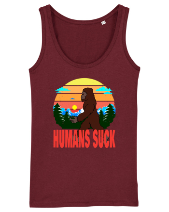 Humans Suck Retro Bigfoot Burgundy