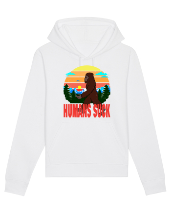 Humans Suck Retro Bigfoot White
