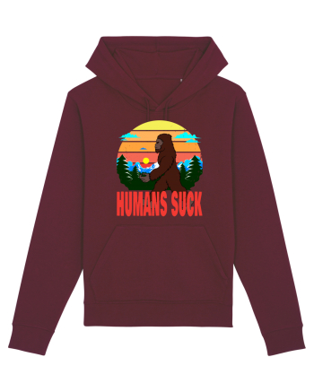 Humans Suck Retro Bigfoot Burgundy