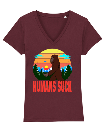 Humans Suck Retro Bigfoot Burgundy