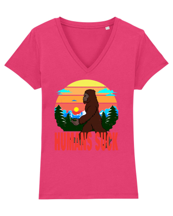 Humans Suck Retro Bigfoot Raspberry