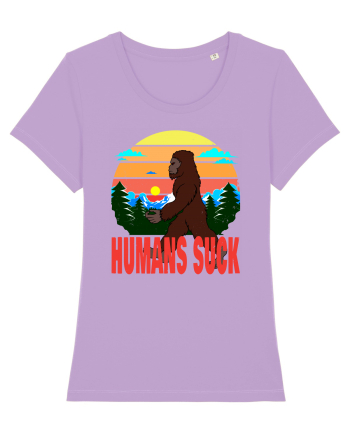 Humans Suck Retro Bigfoot Lavender Dawn
