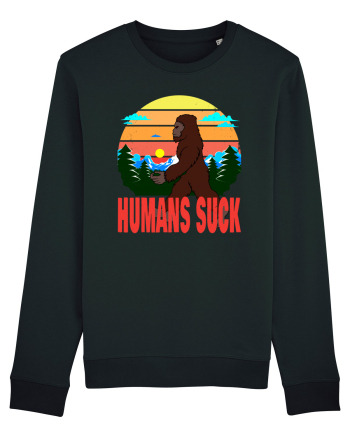 Humans Suck Retro Bigfoot Black