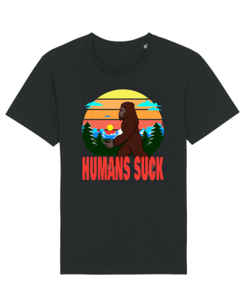 Humans Suck Retro Bigfoot Black