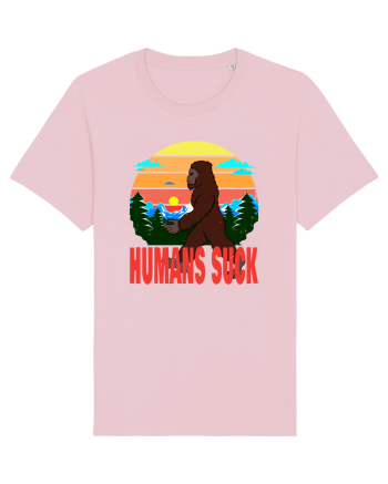Humans Suck Retro Bigfoot Cotton Pink