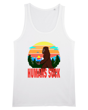 Humans Suck Retro Bigfoot White