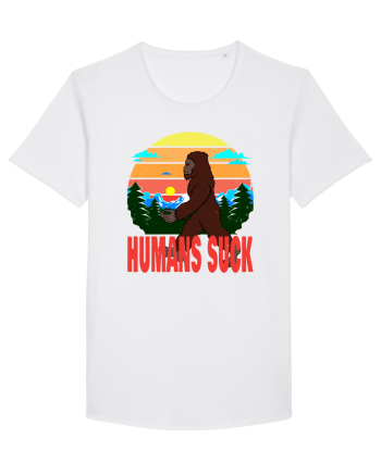 Humans Suck Retro Bigfoot White