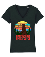 I Hate People Vintage Bigfoot Tricou mânecă scurtă guler V Damă Evoker