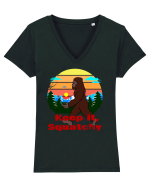 Keep It Squatchy Retro Bigfoot Tricou mânecă scurtă guler V Damă Evoker