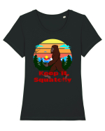 Keep It Squatchy Retro Bigfoot Tricou mânecă scurtă guler larg fitted Damă Expresser