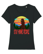Stay Home People Retro Style Tricou mânecă scurtă guler larg fitted Damă Expresser