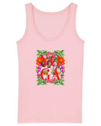 Yoga Este Sportul Meu Favorit Design Cu Flori Cotton Pink