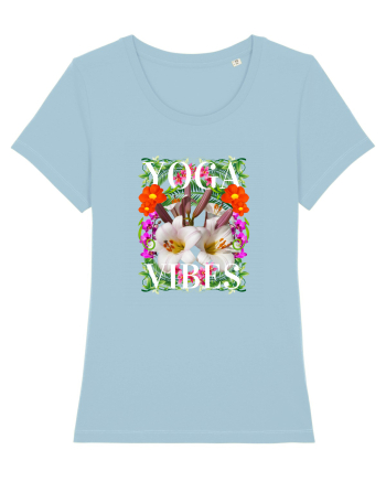 Yoga Vibratii Design Cu Flori Sky Blue