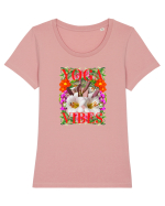 Yoga Vibratii Design Cu Flori Tricou mânecă scurtă guler larg fitted Damă Expresser