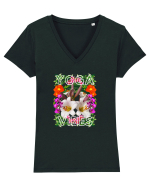 Yoga Vibratii Design Cu Flori Tricou mânecă scurtă guler V Damă Evoker