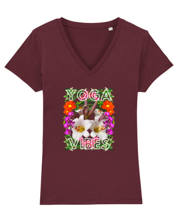 Yoga Vibratii Design Cu Flori Burgundy