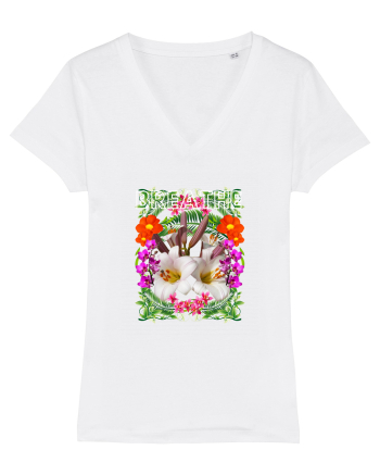 Respira Yoga Vibratii Design Cu Flori White