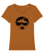 Zimbru Rătăcind Prin Padure Tricou mânecă scurtă guler larg fitted Damă Expresser