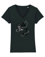 No more drugs Tricou mânecă scurtă guler V Damă Evoker