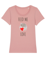 Feed Me Love Tricou mânecă scurtă guler larg fitted Damă Expresser