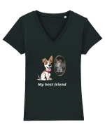 Cainele Este Cel Mai Bun Prieten Al Omului Tricou mânecă scurtă guler V Damă Evoker
