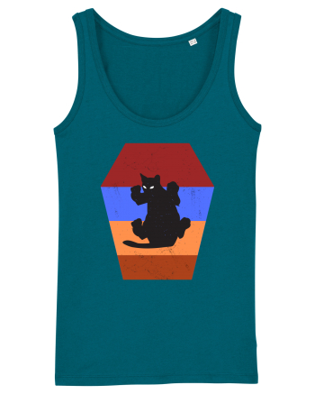 Retro Vintage Cat With 3D  Block Ocean Depth