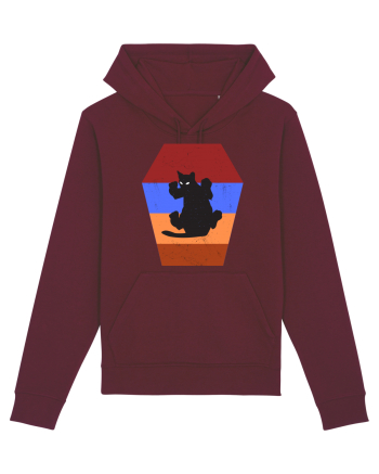 Retro Vintage Cat With 3D  Block Burgundy