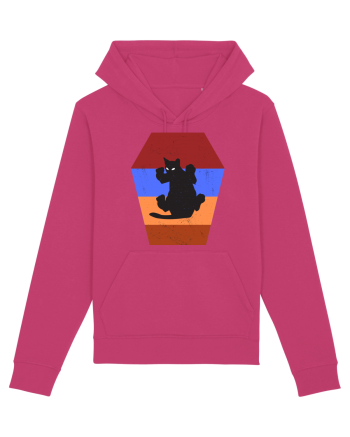 Retro Vintage Cat With 3D  Block Raspberry