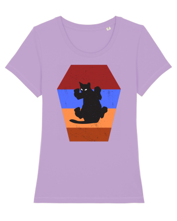 Retro Vintage Cat With 3D  Block Lavender Dawn