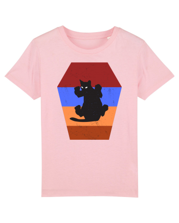 Retro Vintage Cat With 3D  Block Cotton Pink