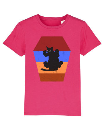 Retro Vintage Cat With 3D  Block Raspberry