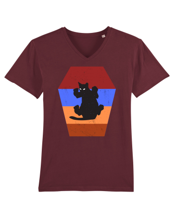 Retro Vintage Cat With 3D  Block Burgundy