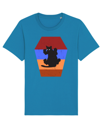 Retro Vintage Cat With 3D  Block Azur