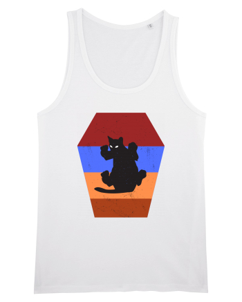 Retro Vintage Cat With 3D  Block White