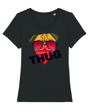 Funny Pug Pun .Thug tshirt Black