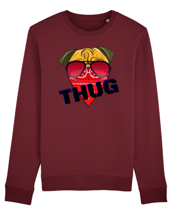 Funny Pug Pun .Thug tshirt Burgundy