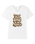 Șezi blând și be' pălincă! Tricou mânecă scurtă guler V Bărbat Presenter