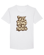 Șezi blând și be' pălincă! Tricou mânecă scurtă guler larg Bărbat Skater