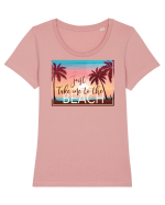 Take me to the Beach Tricou mânecă scurtă guler larg fitted Damă Expresser