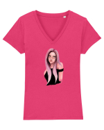 Pink Girl Tricou mânecă scurtă guler V Damă Evoker