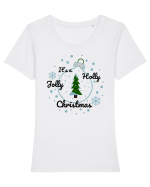 Mesaj de Craciun : It's a Holly Jolly Christmas - Albastru Tricou mânecă scurtă guler larg fitted Damă Expresser